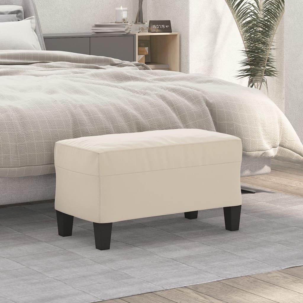 Bænk i mikrofiberstof 70 × 35 × 41 cm - cremefarvet