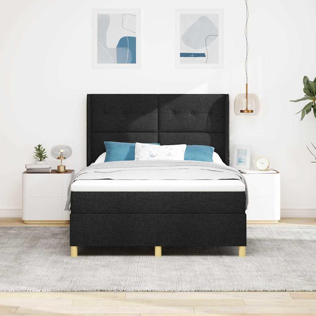 Box spring seng med madras Sort 160 x 200 cm Stof