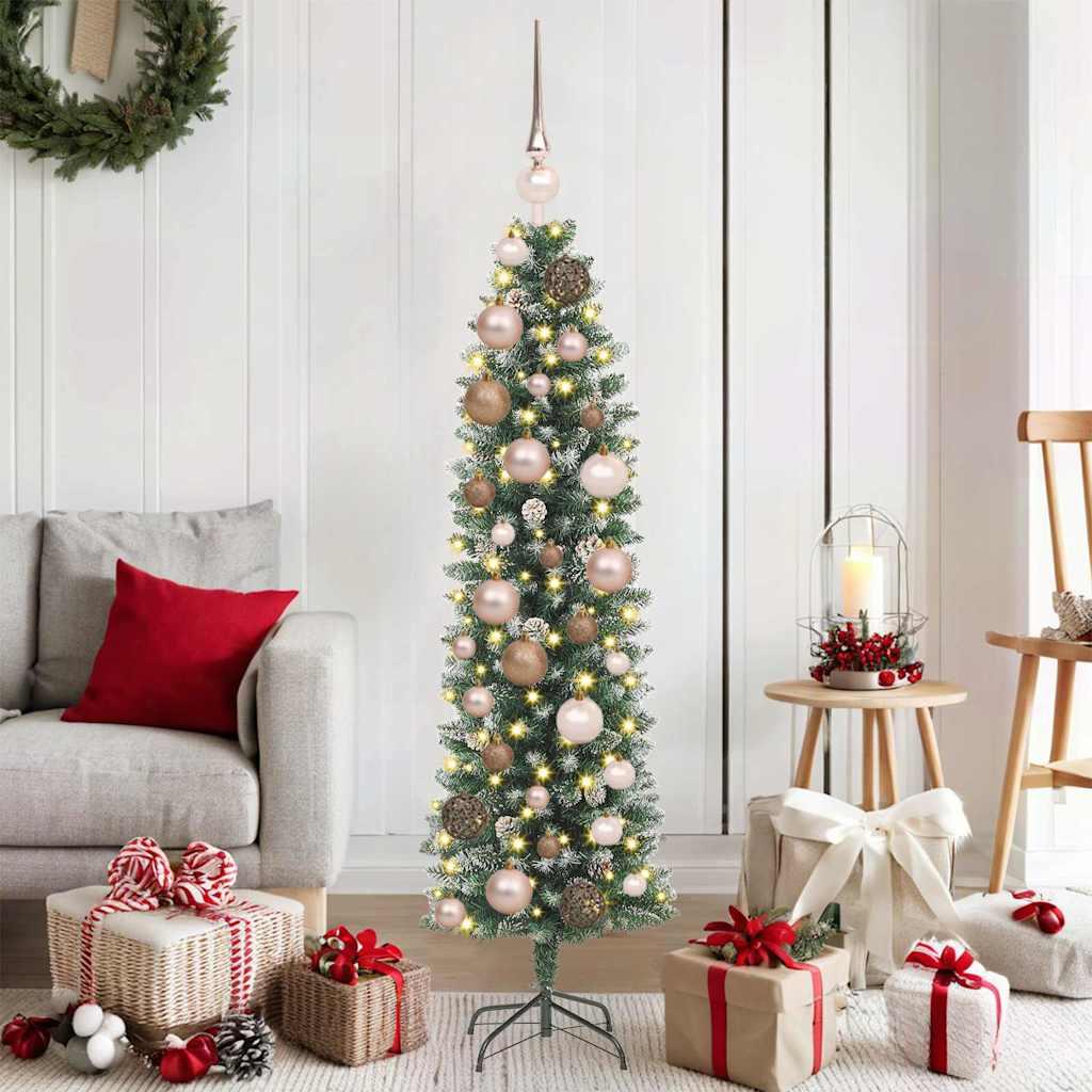 Kunstigt slankt juletræ Grøn 120 cm PVC og metal og plast