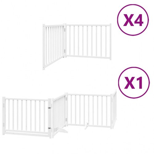 Hundelåge med dør 12 paneler 960 cm foldbar poppeltræ - hvid