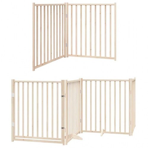 Hundelåge med dør 8 paneler 640 cm foldbar poppeltræ