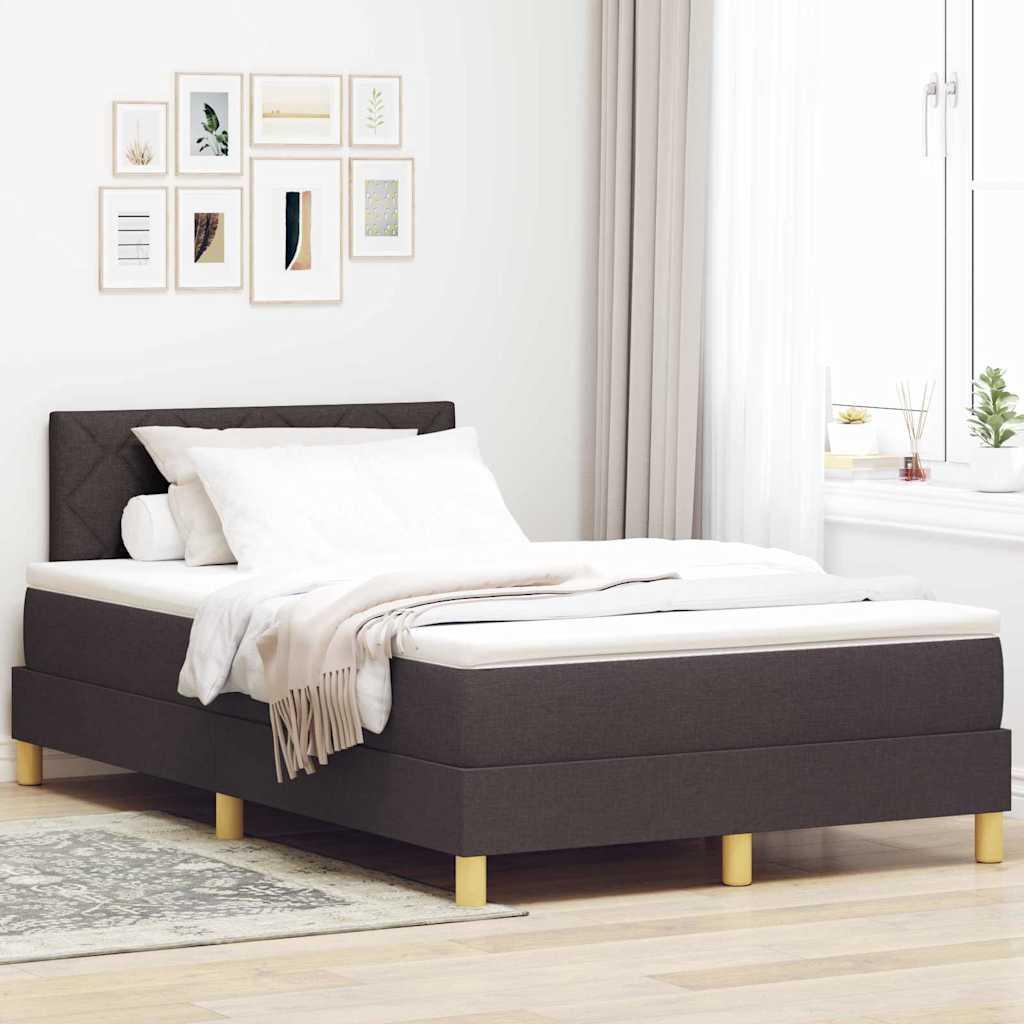 LED Box Spring Bed med madras Mørk Brun 120 x 190 cm Stof