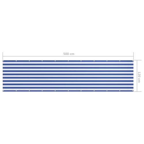 Altanafskærmning 120x500 cm oxfordstof hvid og blå