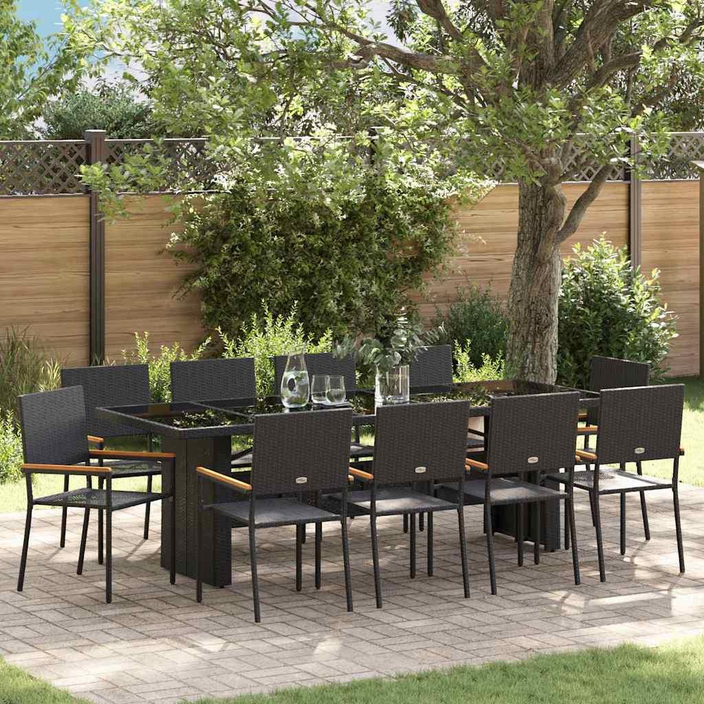 Have Spisebordssæt 11 stk Sort Poly rattan