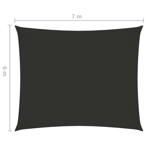 Solsejl 6x7 m oxfordstof rektangulær antracitgrå