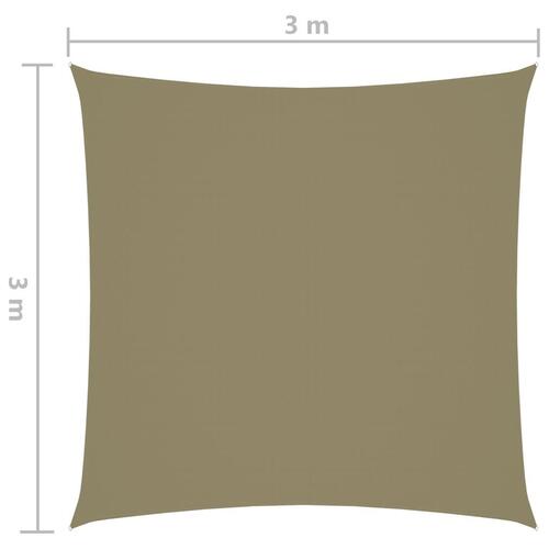 Solsejl 3x3 m firkantet oxfordstof beige