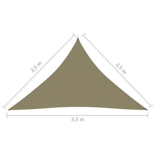 Solsejl 2,5x2,5x3,5 m trekantet oxfordstof beige