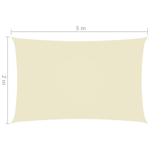 Solsejl 2x5 m rektangulær oxfordstof cremefarvet
