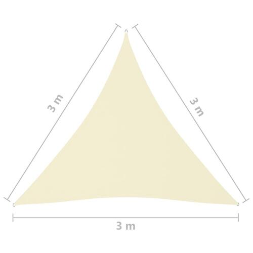 Solsejl 3x3x3 m oxfordstof trekantet cremefarvet