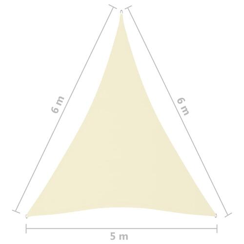 Solsejl 5x6x6 m trekantet oxfordstof cremefarvet