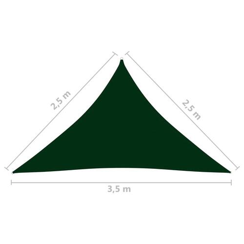 Solsejl 2,5x2,5x3,5 m trekantet oxfordstof mørkegrøn
