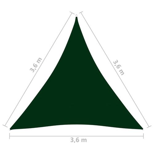 Solsejl 3,6x3,6x3,6 m oxfordstof trekantet mørkegrøn