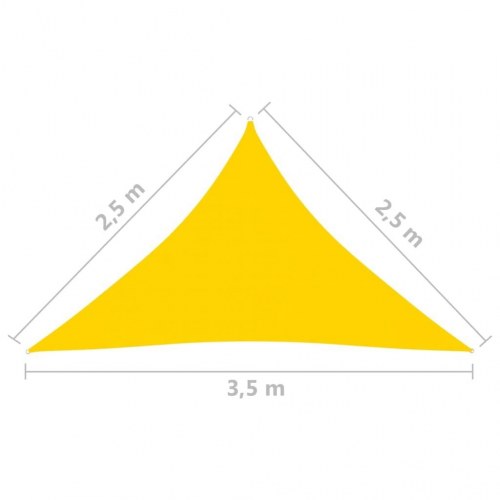 Solsejl 2,5 × 2,5 × 3,5 m - trekantet oxfordstof, gul
