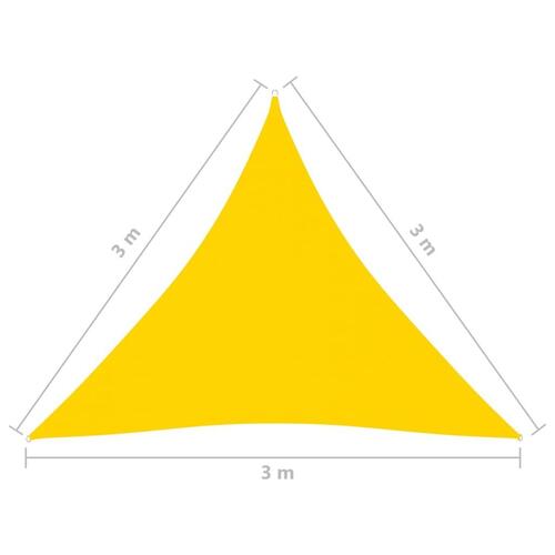 Solsejl 3x3x3 m oxfordstof trekantet gul