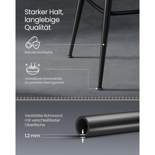 Barstole 2-pak EKHO, 360° drej, ryglæn, kunstlæder, mid-century, 65 cm sædehøjde, ink sort