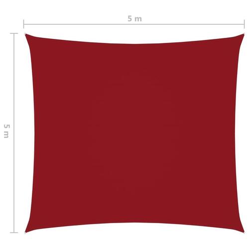 Solsejl 5x5 m firkantet oxfordstof rød