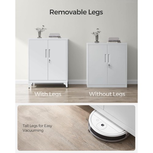 Opbevaringsskab stål låsbart, 2 døre, grå, med hylder 80×90×40 cm