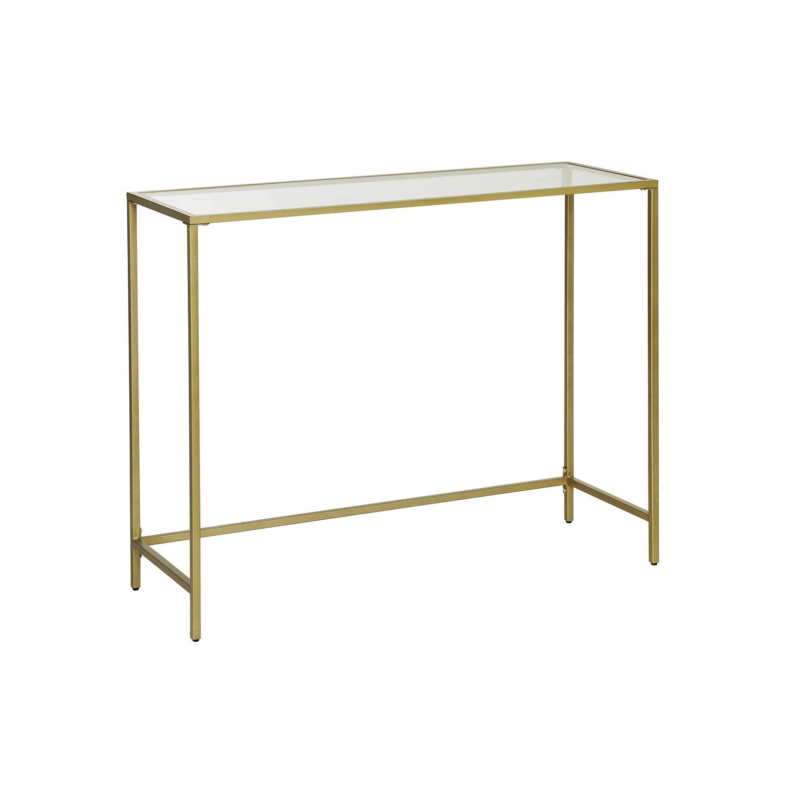 VASAGLE konsolbord, rektangulær - hærdet glas og guld stål (100x35)