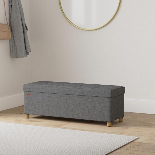 Opbevaringsbænk med låg – SONGMICS puf 112 l, 38 × 110 × 40 cm, skifergrå