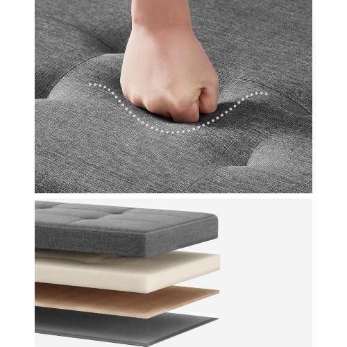 Opbevaringsbænk med låg – SONGMICS puf 112 l, 38 × 110 × 40 cm, skifergrå