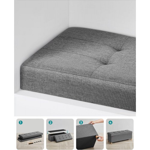 Opbevaringsbænk med låg – SONGMICS puf 112 l, 38 × 110 × 40 cm, skifergrå