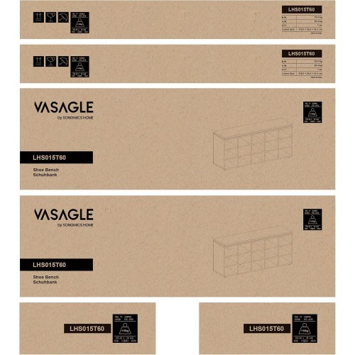 Skobænk med opbevaring 15 rum, hynde, eg med blå årer/grå, 30 × 105 × 48 cm