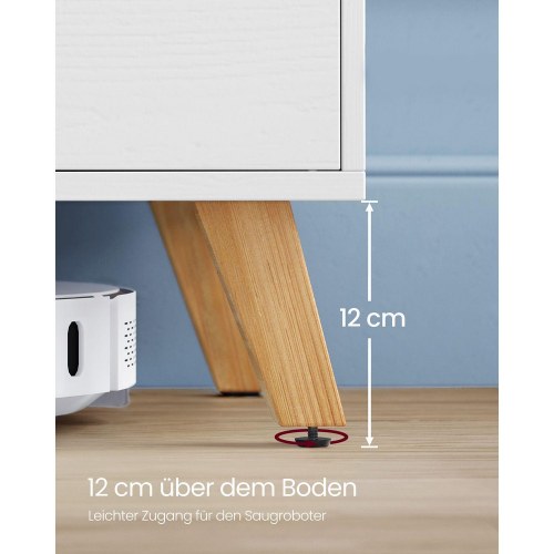 TV-bord 140 cm til TV op til 65" – hvid med 2 låger og justerbare hylder