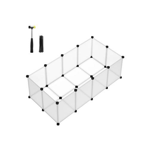 Kæledyrs løbegård med bund – SONGMICS, indendørs modulær plastikbur til smådyr, hvid, 125 × 63 × 42 cm (LPC001W01)