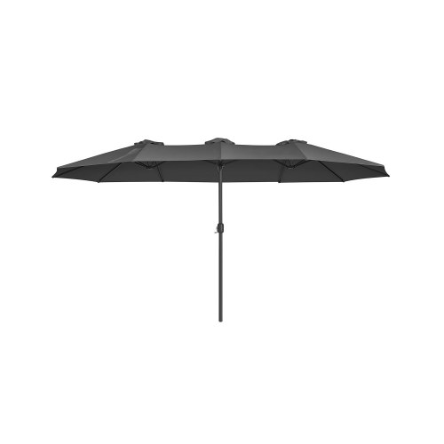 Parasol dobbelt 460 × 270 cm stor terrasseparasol med svej, UPF 50+, håndsving, grå (uden base)