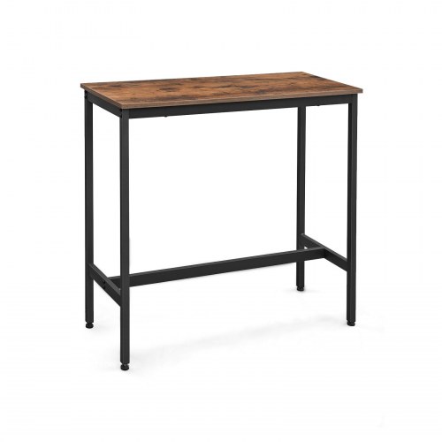 Barbord smalt 100 × 40 cm rustik brun/sort, stålstel
