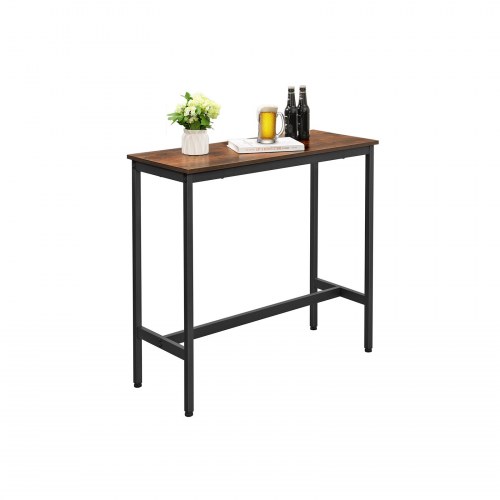 Barbord smalt 100 × 40 cm rustik brun/sort, stålstel