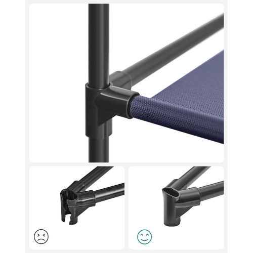 Garderobeskab i stof foldbart tøjskab med bøjlestænger, hylder, 45 × 150 × 175 cm, mørkeblå