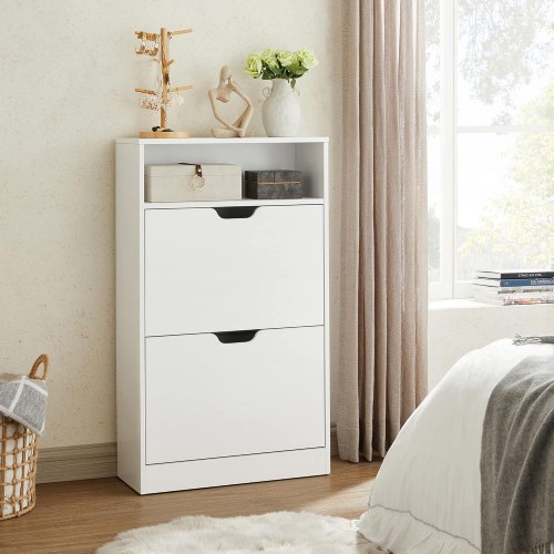 Skoskab med 2 rum 60 × 24 × 102 cm, hvid