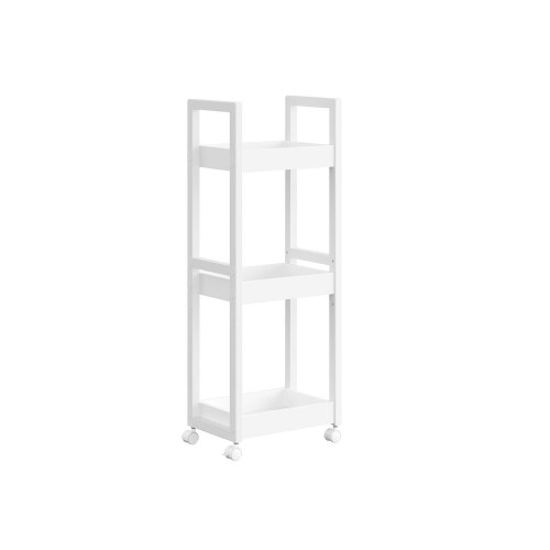 Rullebord til badeværelse smal hylde på hjul, 3-etagers opbevaring, bambus, 20 × 30 × 80 cm, hvid