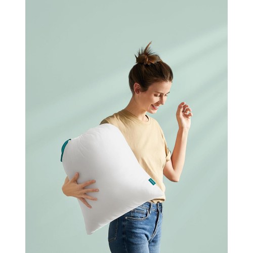 Hovedpuder 40 × 80 cm sæt med 2, 800 g fyld, blød børstet polyester, vaskbar 60 °C, inkl. opbevaringspose – Cloud White