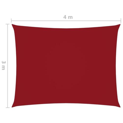 Solsejl 3x4 m rektangulær oxfordstof rød