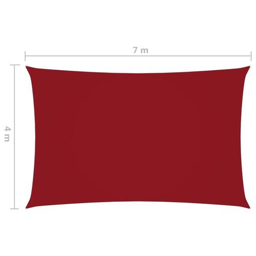 Solsejl 4x7 m rektangulær oxfordstof rød