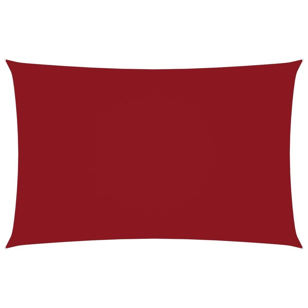 Solsejl 5x8 m rektangulær oxfordstof rød
