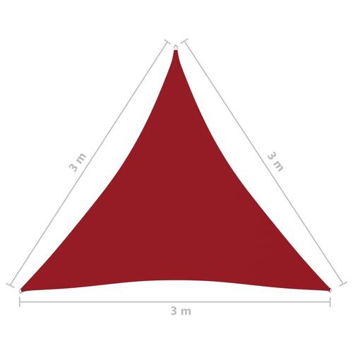 Solsejl 3x3x3 m oxfordstof trekantet rød