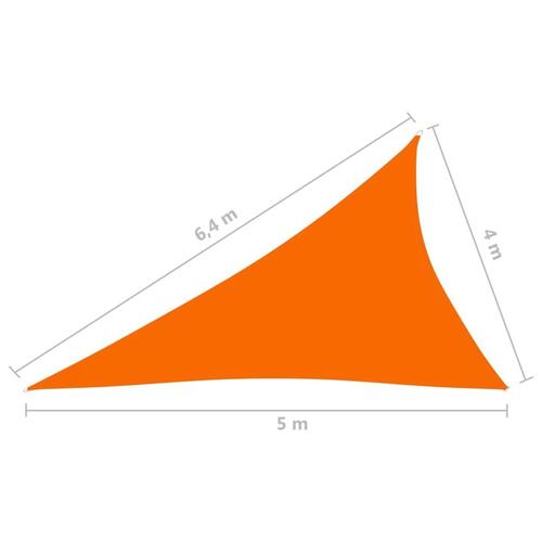 Solsejl 4x5x6,4 m trekantet oxfordstof orange
