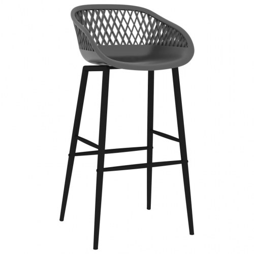 Barstole 2 stk. - grå med lavt ryglæn i trådnetdesign