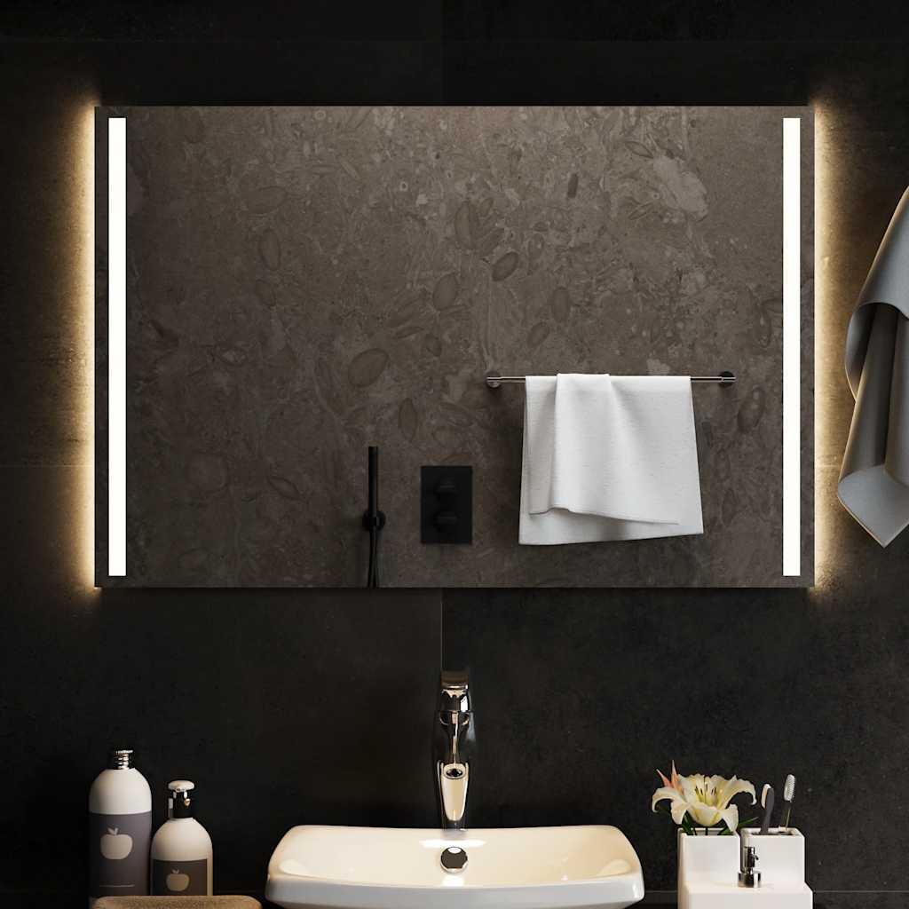 badeværelsesspejl med LED-lys 90x60 cm