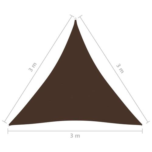Solsejl 3x3x3 m oxfordstof trekantet brun
