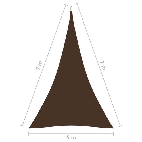 Solsejl 5x7x7 m trekantet oxfordstof brun