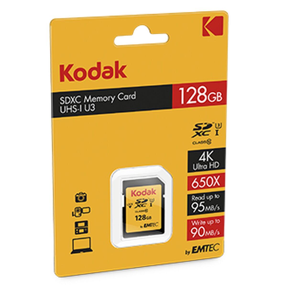 MicroSD-hukommelseskort 128 GB - Kodak med adapter, UHS-I Klasse 10