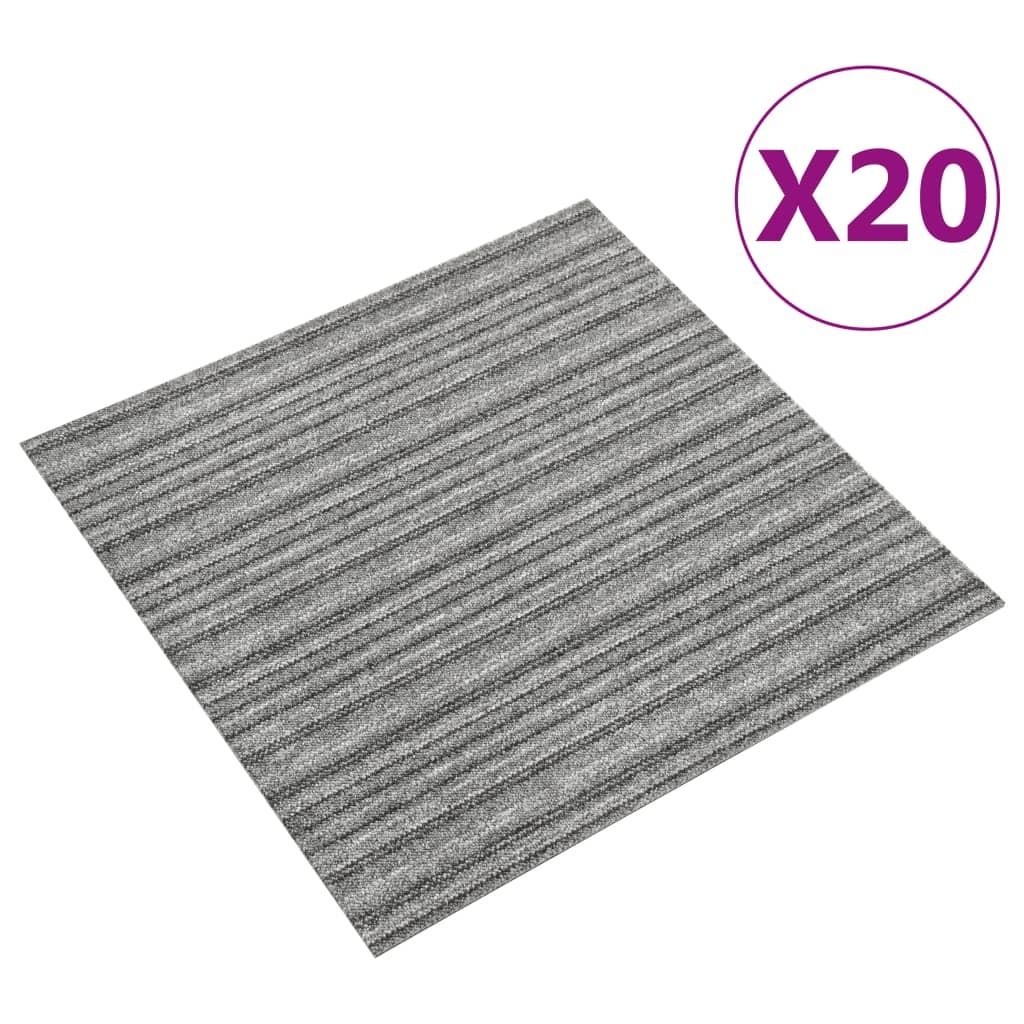 Tæppefliser 20 stk. 5 m² 50x50 cm stribet grå