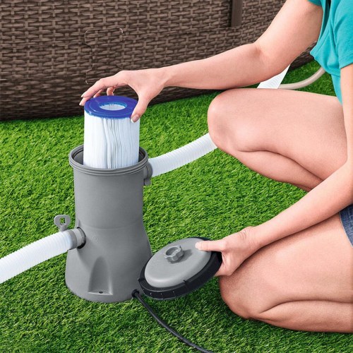 Poolpumpe med filter Bestway 3028 l/h - grå