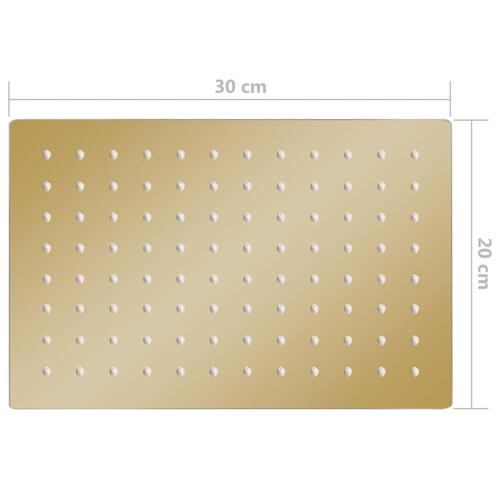 Regnbrusehoved 30x20 cm rektangulær rustfrit stål guldfarvet