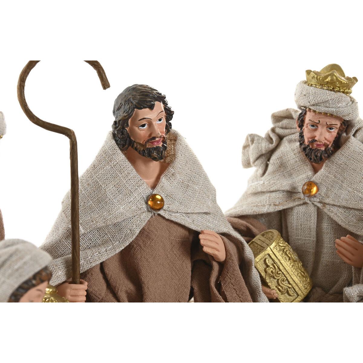 Krybbespil - Betlehem dekoration i brun/beige, harpiks og aluminium, 40 × 24 × 23,5 cm