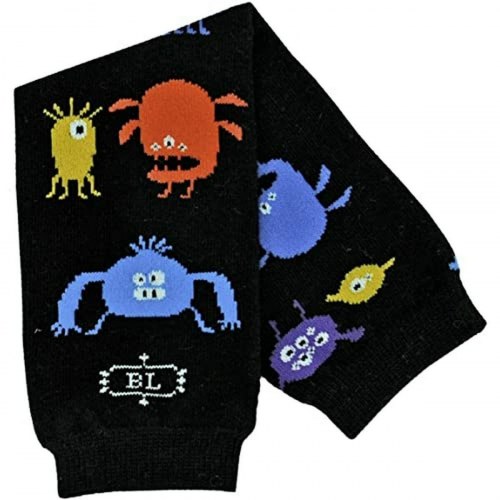 Benvarmere til varme og komfort - sort med farverige monster-motiver